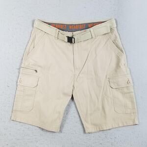 WearFirst Cargo Shorts Mens 38 Belted Stretch Utility Outdoor Hiking Pockets